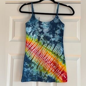 One of a kind Tie-Dye Cami with Rainbow Stripe. XS.